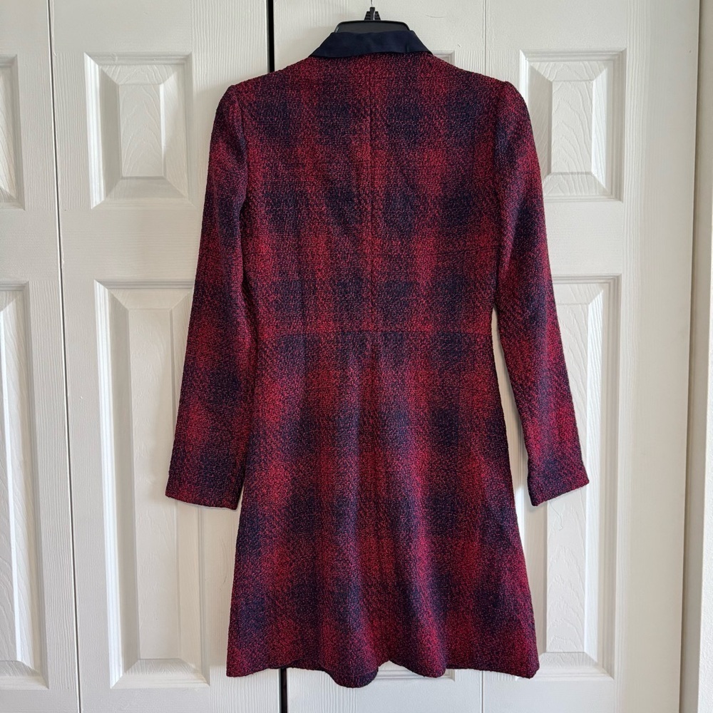 NWT! Maje Red and Black Long Sleeve Dress, Size 2 - Picture 4 of 15